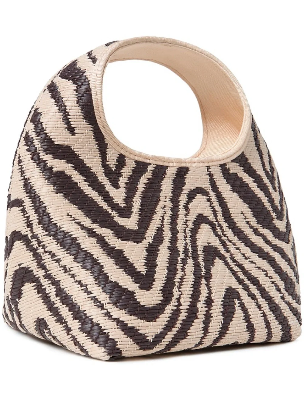 Loeffler Randall  Kenzie mini bucket clutch Woven Zebra-Print Beige and Brown